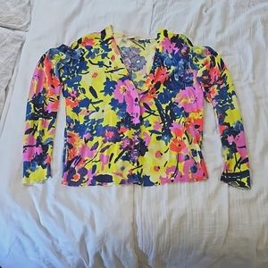Loft neon floral cardigan (size med.)